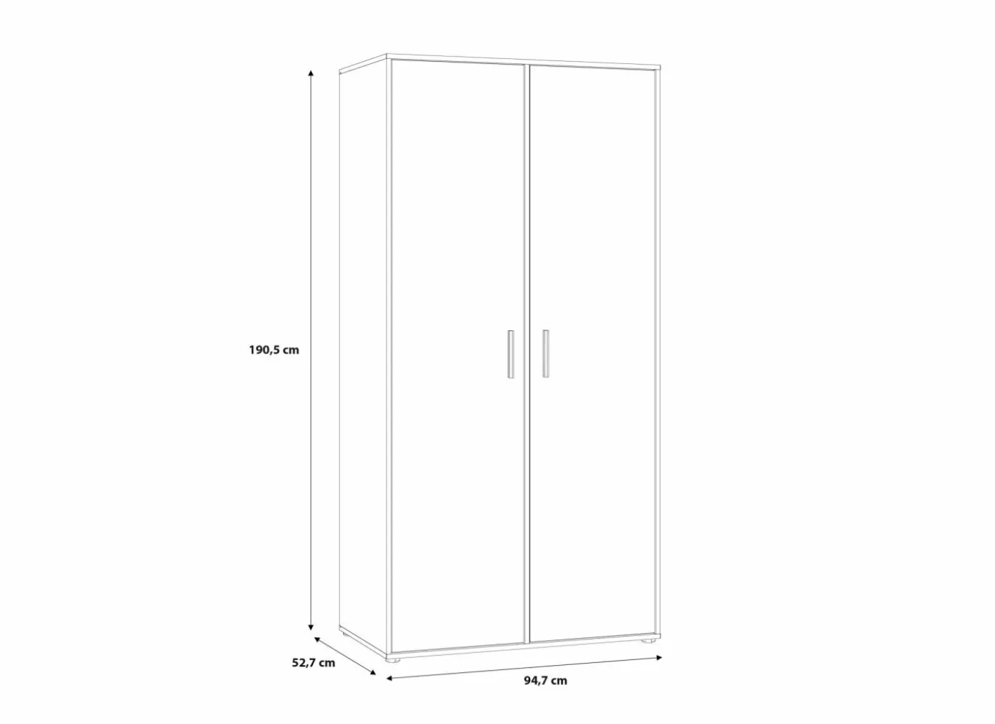 Kleerkast Mokkaro 95cm - decor - zwart & kastanje eik