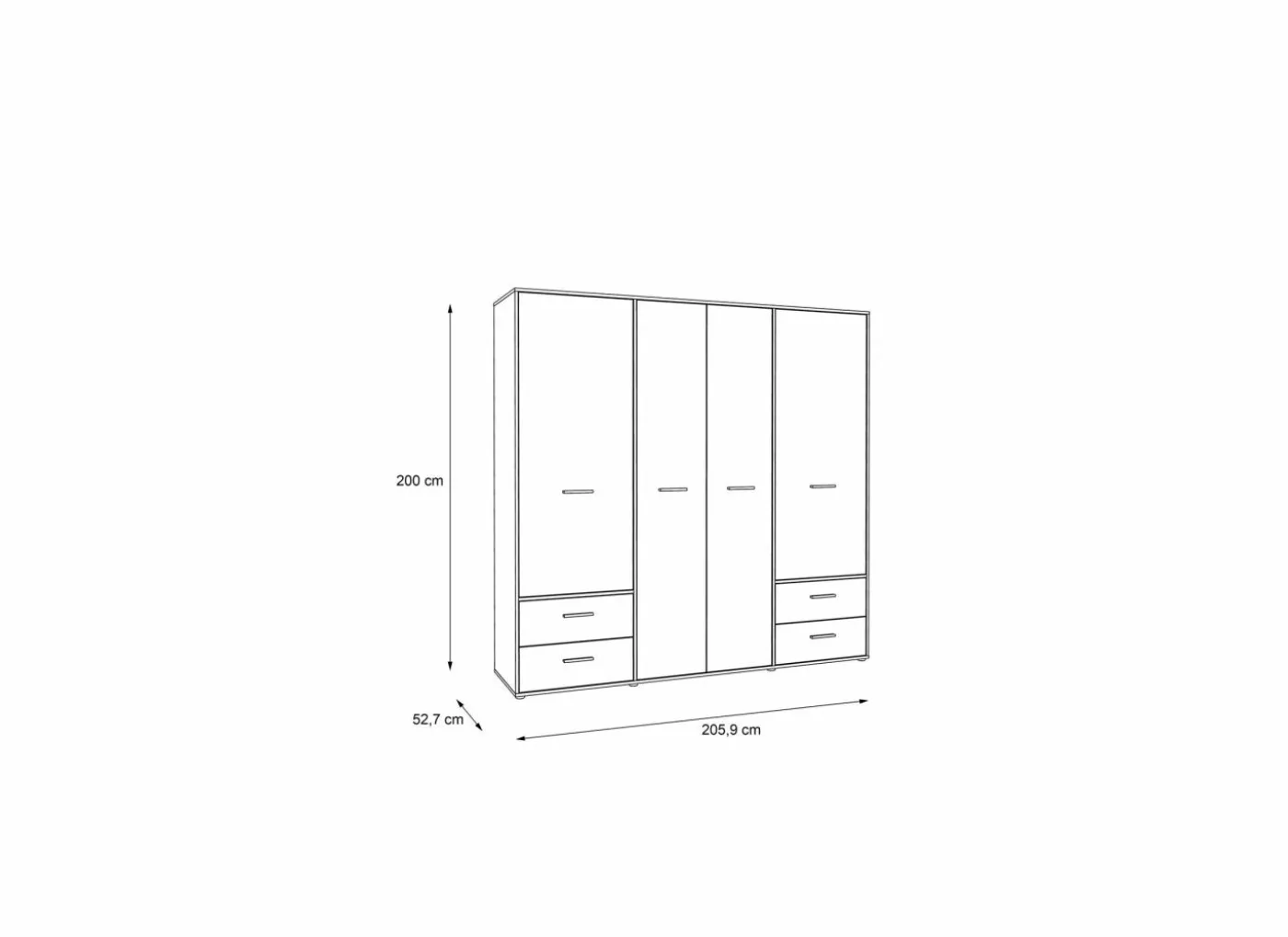 Kleerkast Mokkaro 206cm - decor - wit & sonoma eik