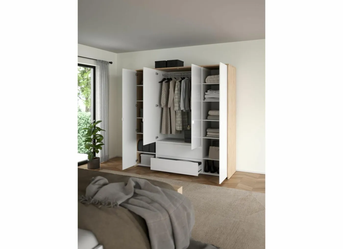 Kleerkast Next 197x58x202cm - decor - wit & jackson hickory