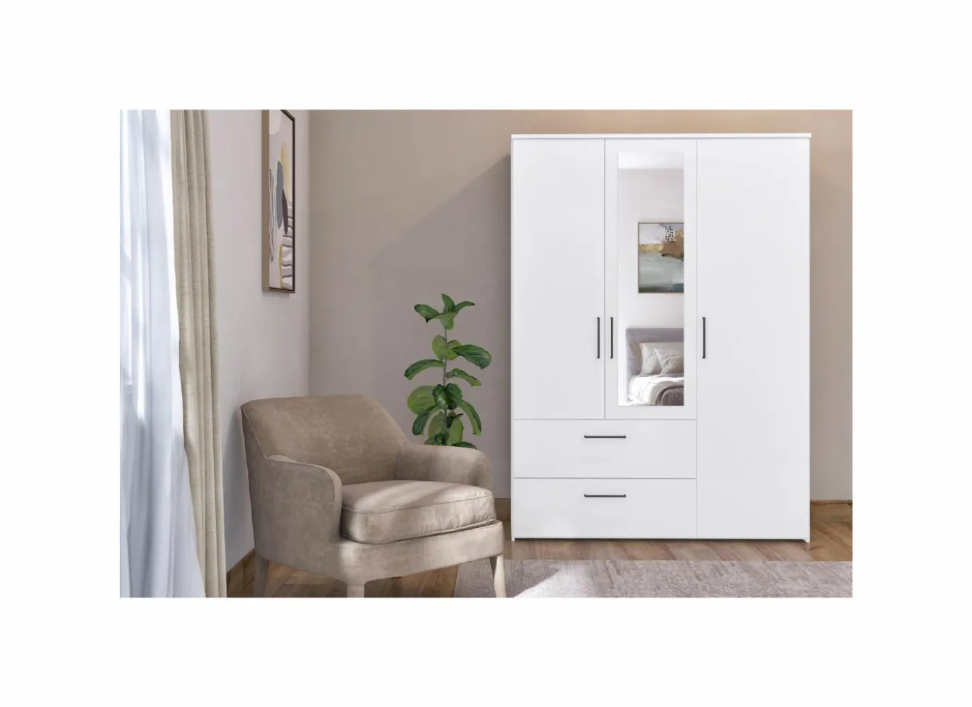 Kleerkast Orleans 145cm - decor - wit