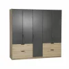 Kleerkast Quadraspin 226cm - decor - artisanale eik/ metallic grijs