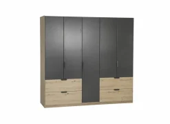 Kleerkast Quadraspin 226cm - decor - artisanale eik/ metallic grijs