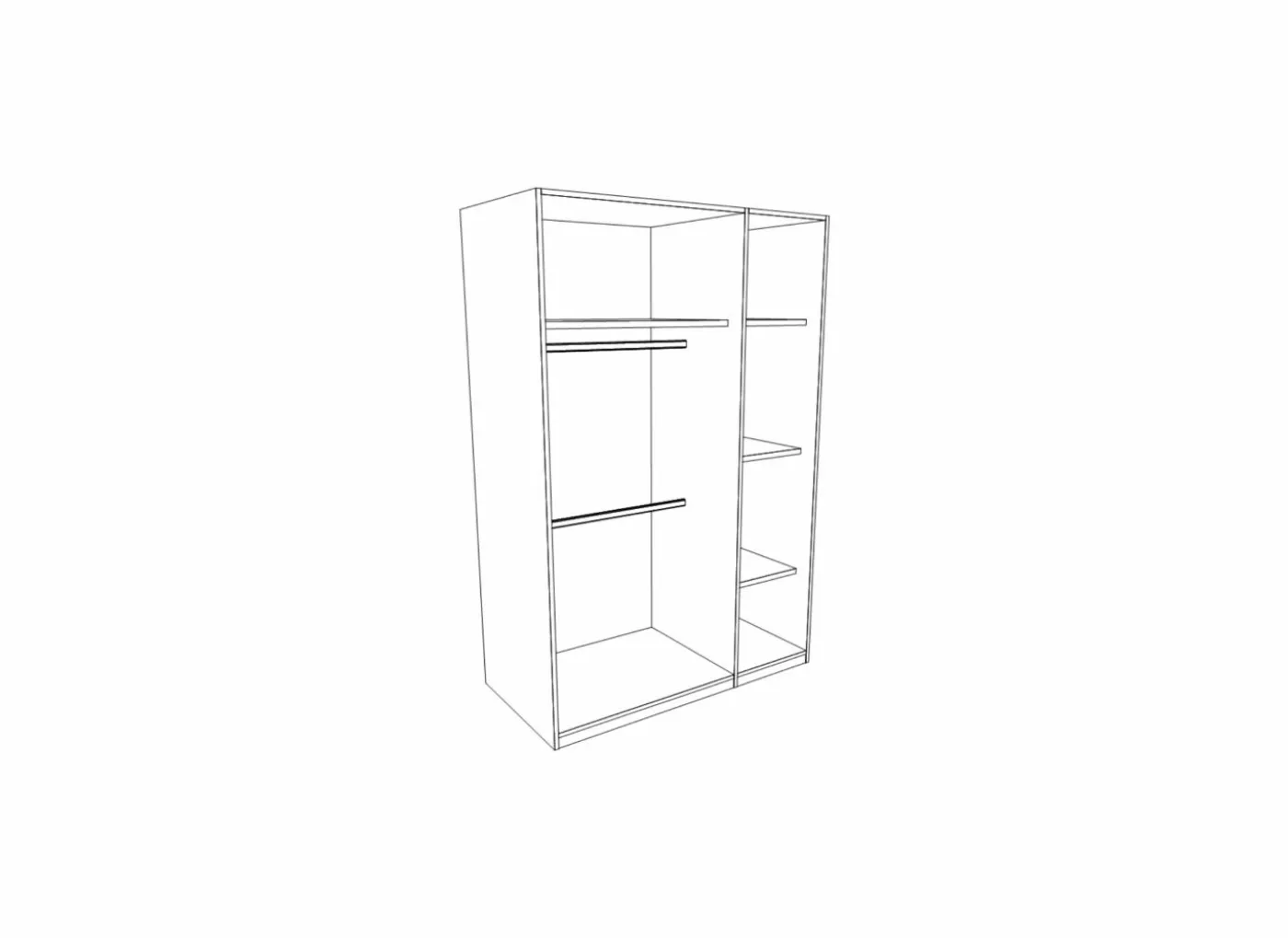 Kleerkast Vito Mira 131cm - melamine - wit/eik