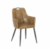 Kuipstoel 58,5x53x87,5cm - lederlook - cognac