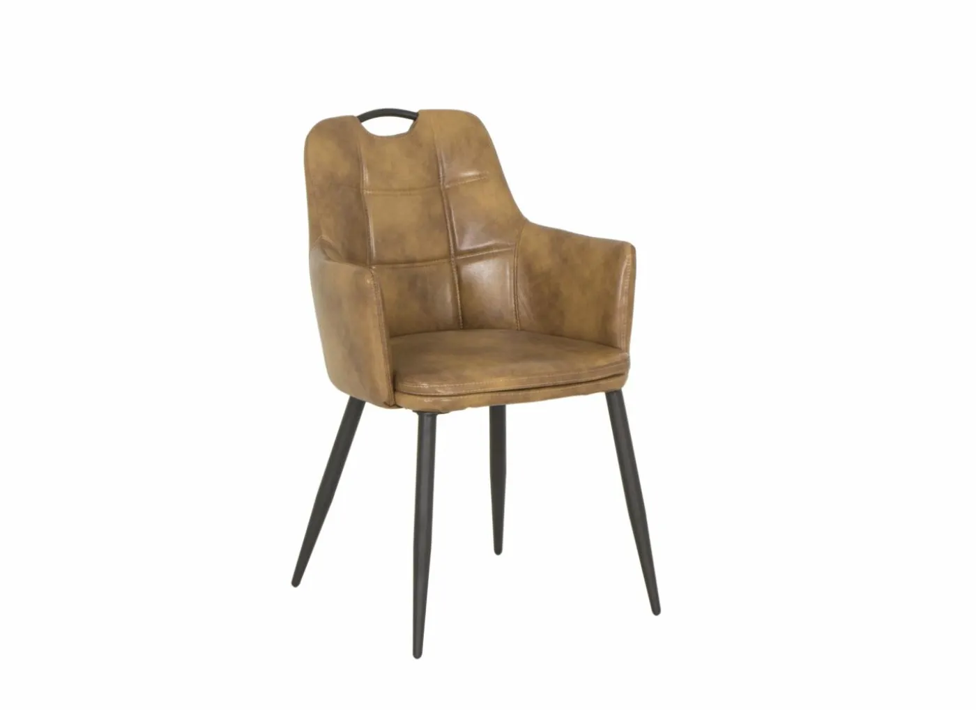 Kuipstoel 58,5x53x87,5cm - lederlook - cognac