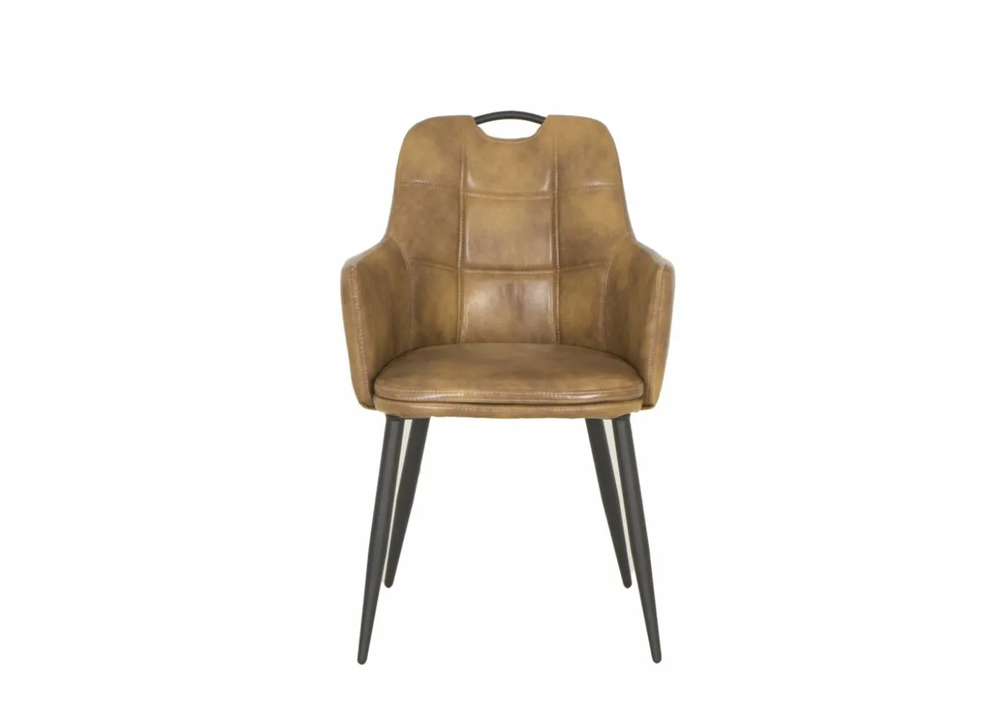Kuipstoel 58,5x53x87,5cm - lederlook - cognac