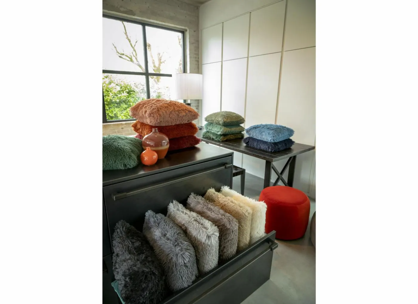 Kussen Fluffy 45x45cm - stof - beige