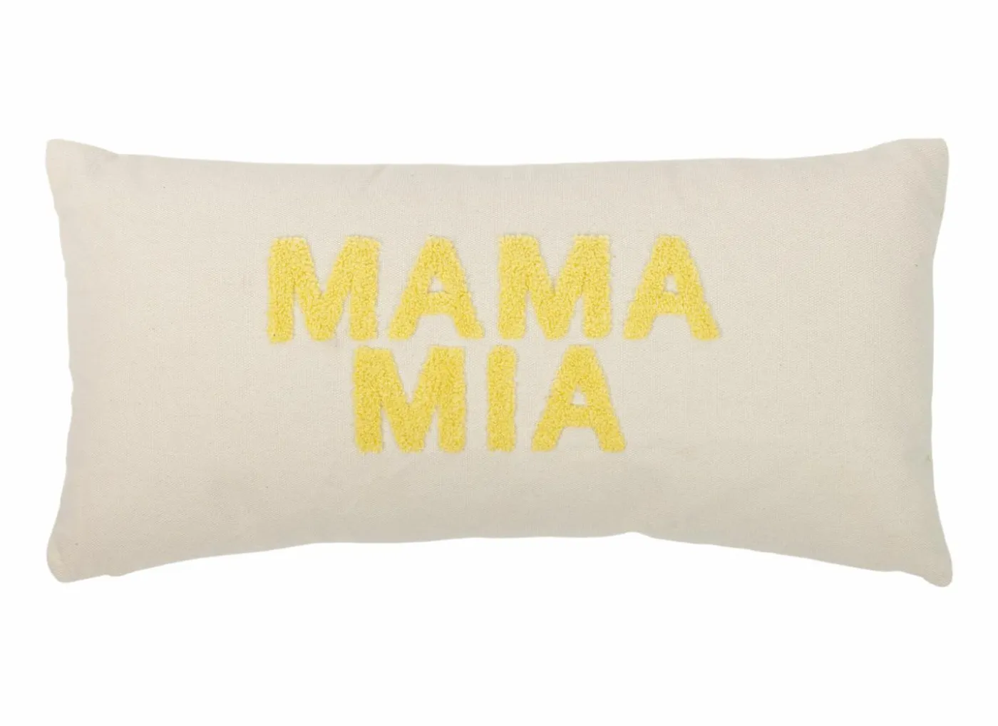 Kussen Mama Mia 50x25cm - katoen - geel