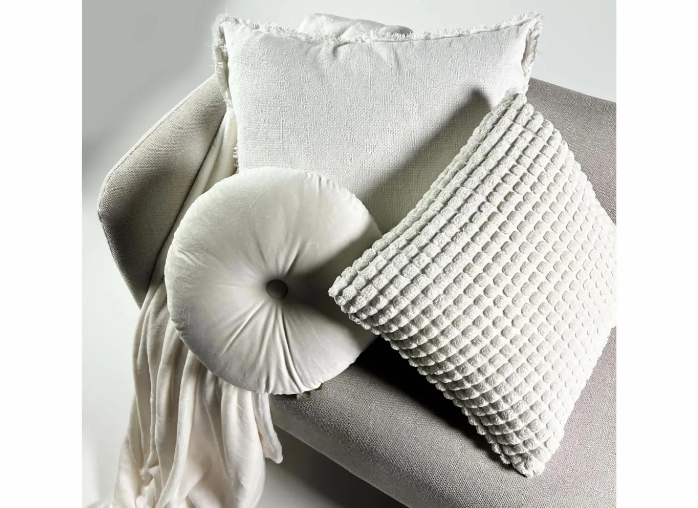 Kussen Olly 40x40cm - stof - snow white