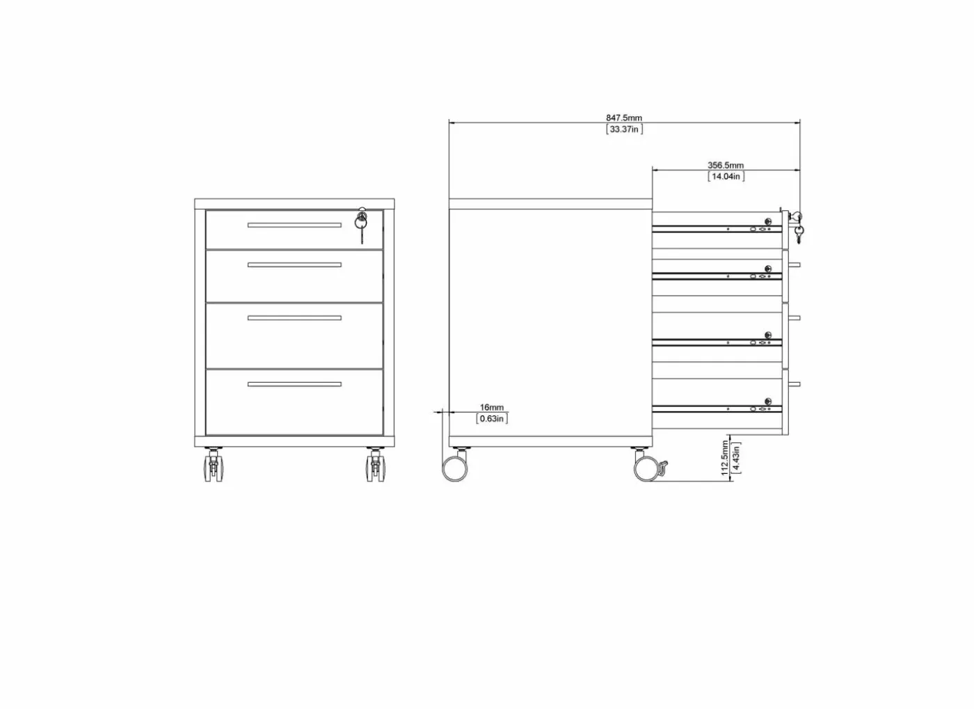 Ladeblok Prima 48x49x68cm - decor - wit