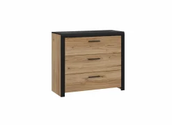 Ladekast Dalate 101x41x88,2cm - decor - kastanje eik/mat zwart