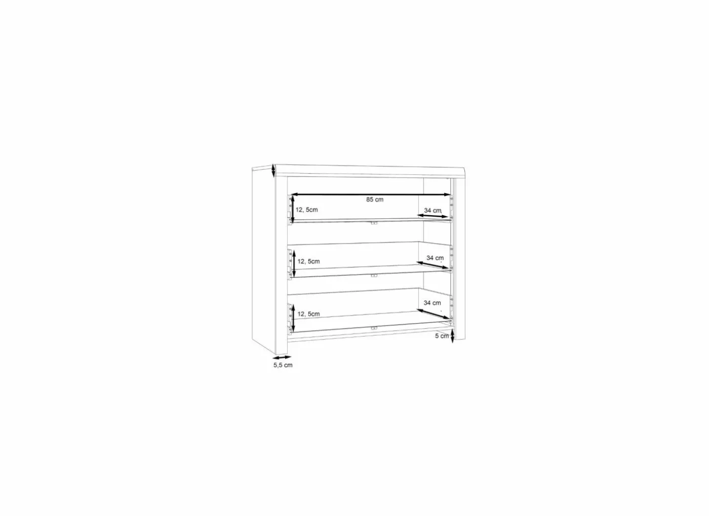 Ladekast Dalate 101x41x88,2cm - decor - kastanje eik/mat zwart