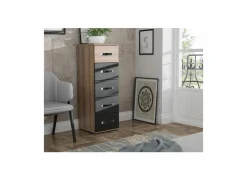 Ladekast Dolce 40x41x118cm - decor - mud oak & black oak