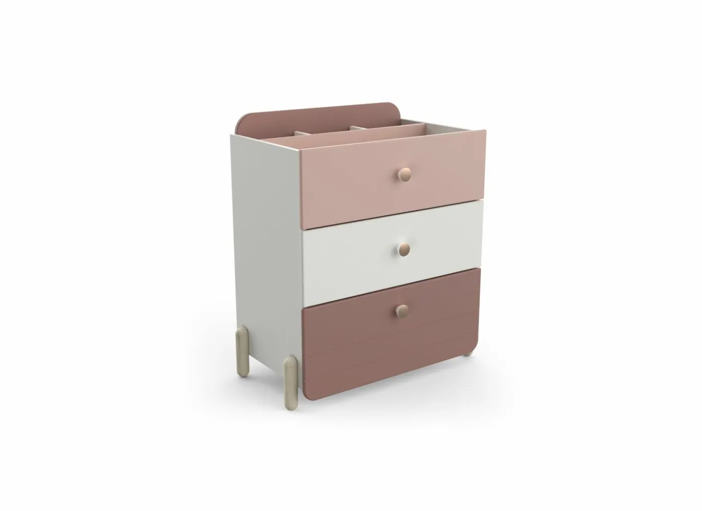 Ladekast Jade 73x41x82cm - decor - mat roze & mat wit