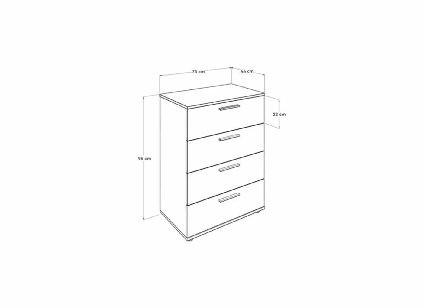 Ladekast Komodo 73x44x96cm - melamine - walnoot