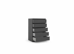 Ladekast Naia 77x50x112cm - melamine - mat zwart
