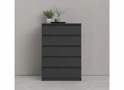 Ladekast Naia 77x50x112cm - melamine - mat zwart