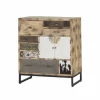 Ladekast Raffles 90x40x100cm - mango massief  - bruin & multikleur