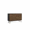 Ladekast Ry 151x41x95cm - decor - mat zwart/okkernoot