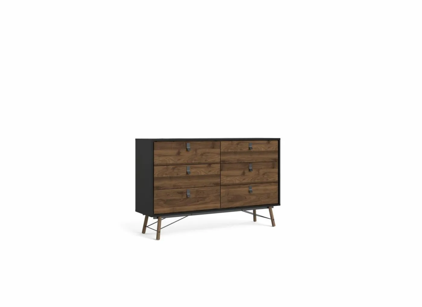 Ladekast Ry 151x41x95cm - decor - mat zwart/okkernoot