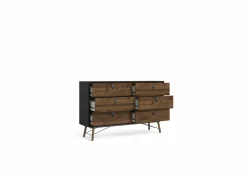 Ladekast Ry 151x41x95cm - decor - mat zwart/okkernoot