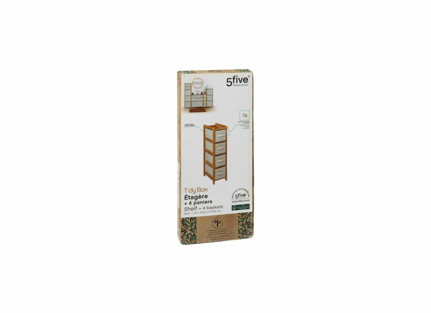 Ladekast Tidy 19x33x78,5cm - bamboe - naturel