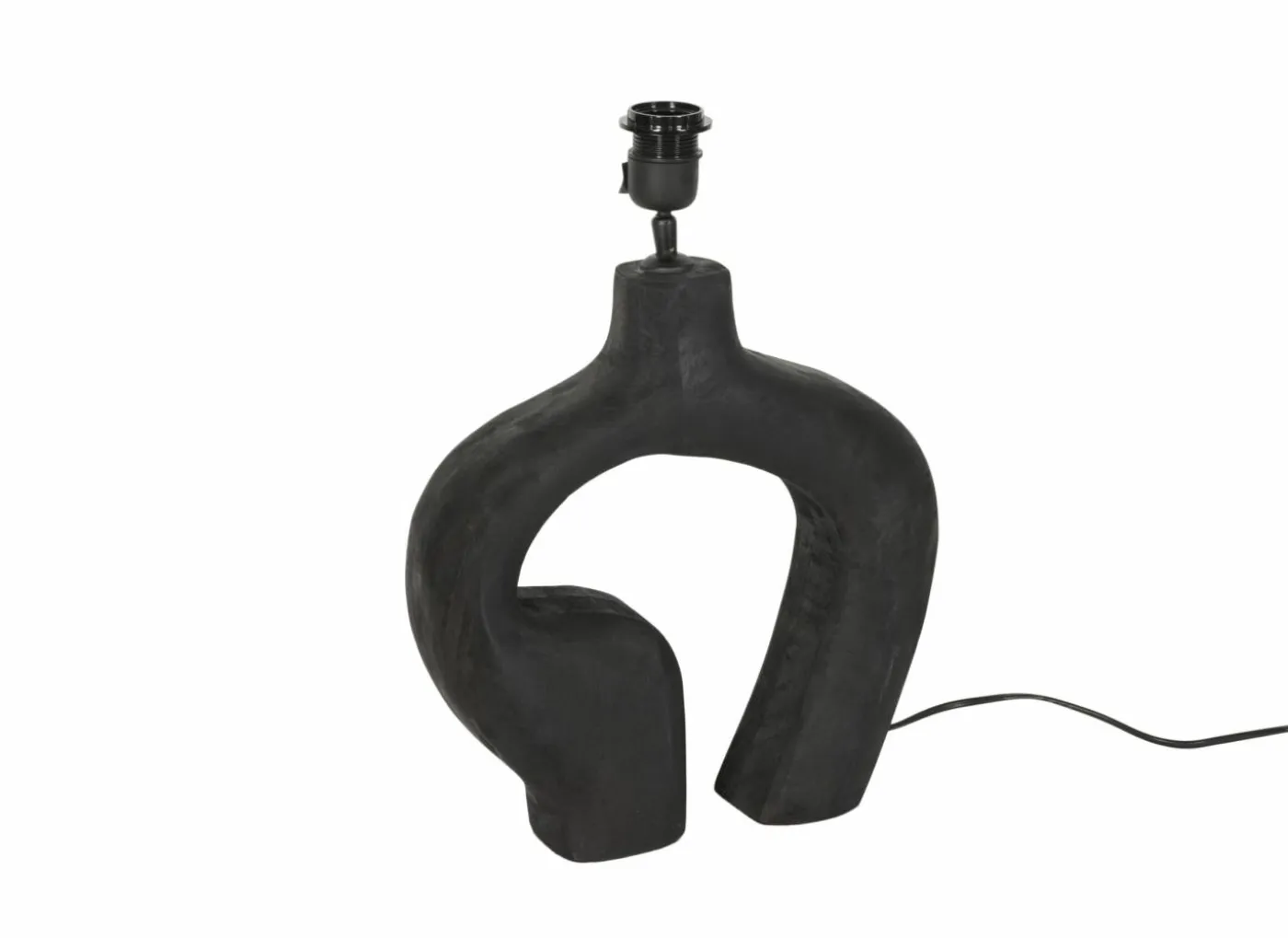 Lampenvoet E27 H35cm - hout - zwart