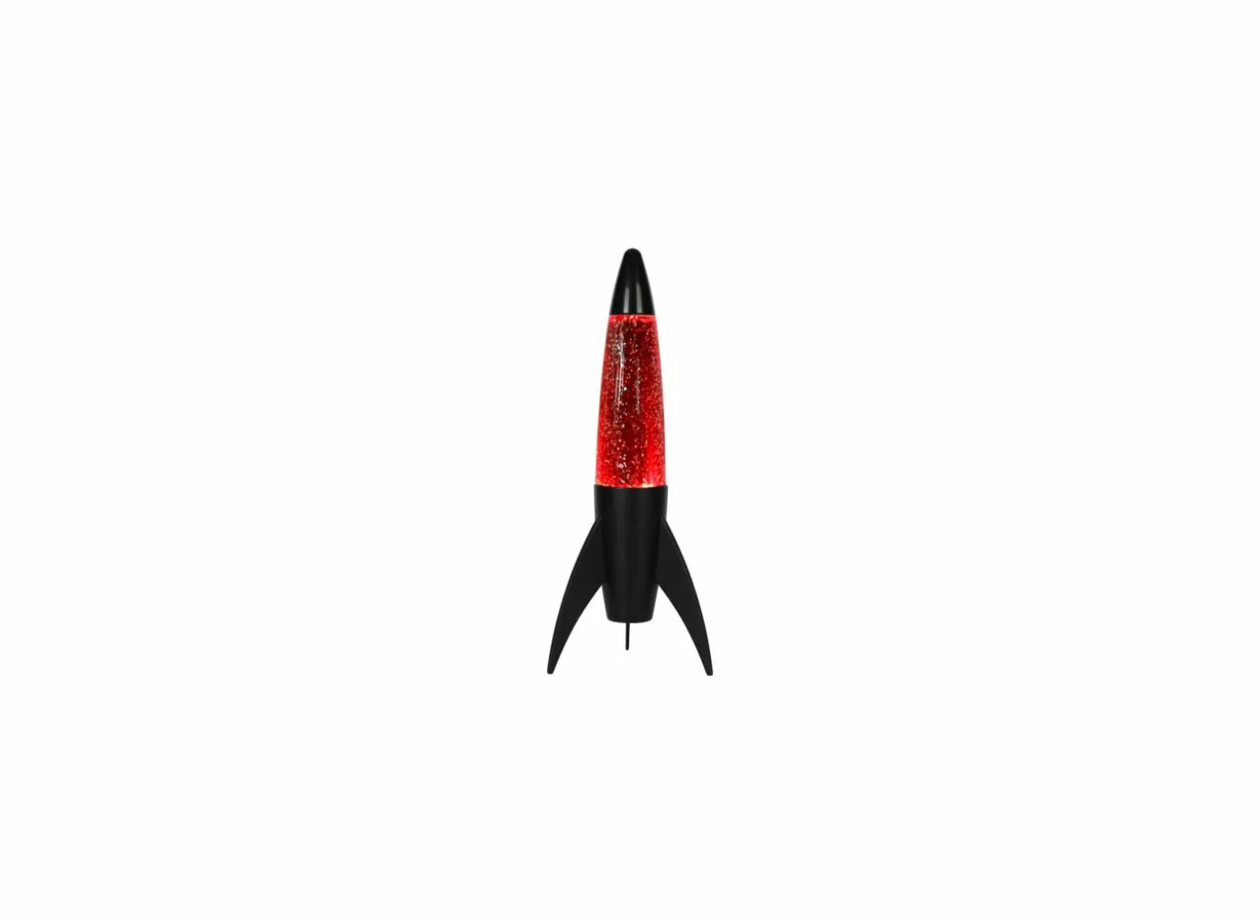 Lavalamp Rocket Glitter - glas & metaal - rood/zwart