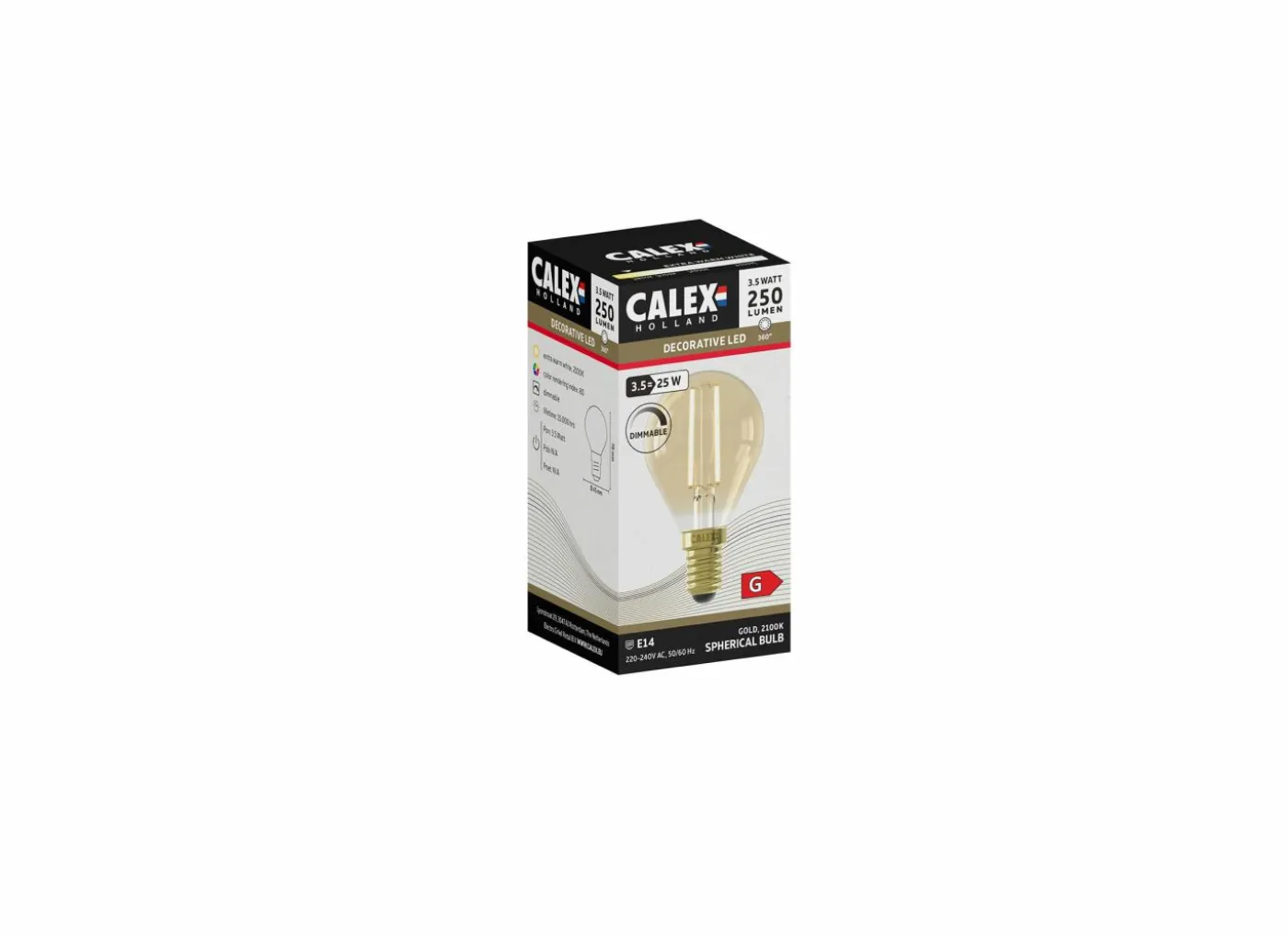Ledlamp Calex Filament Kogel 3,5W E14