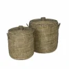Linnenmand Yasuke Ø45x50/Ø40x45cm set van 2 naturel