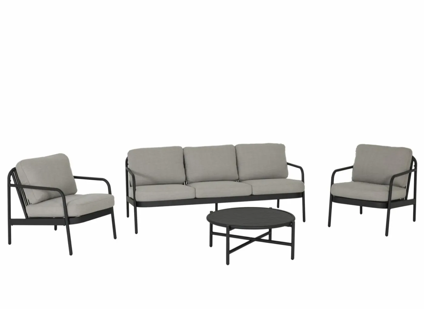 Loungeset Airy aluminium wicker - greige/zwart