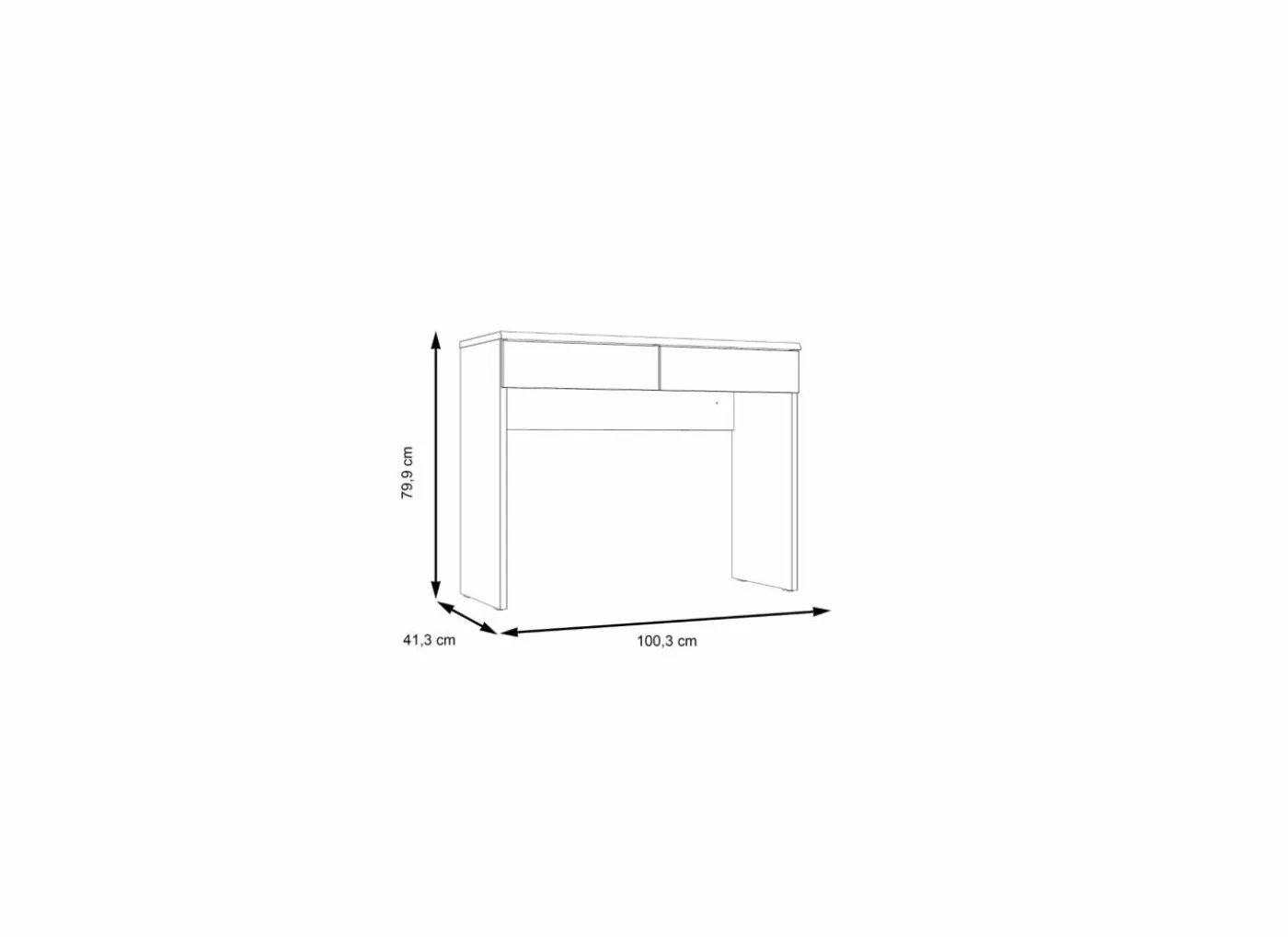Make-up tafel Dalate 100x41x80cm - decor - kastanje eik & mat zwart