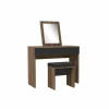 Make-up tafel Dolce met spiegel 100x42x132cm - decor - mud oak & black oak