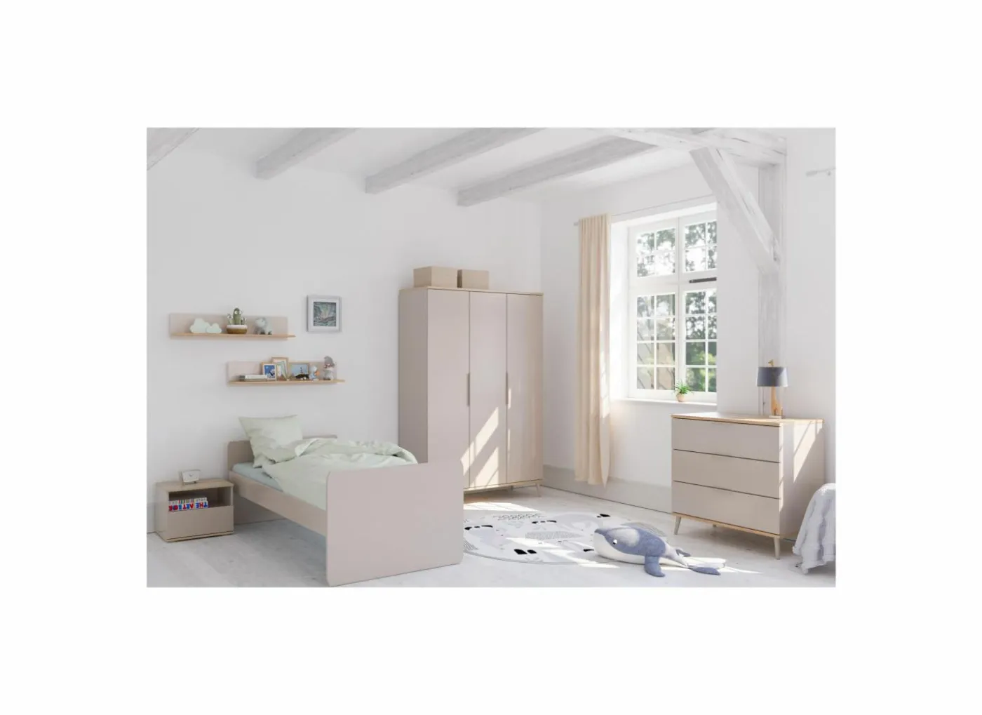 Nachtkastje Hazel 48x40x40cm - melamine - beige