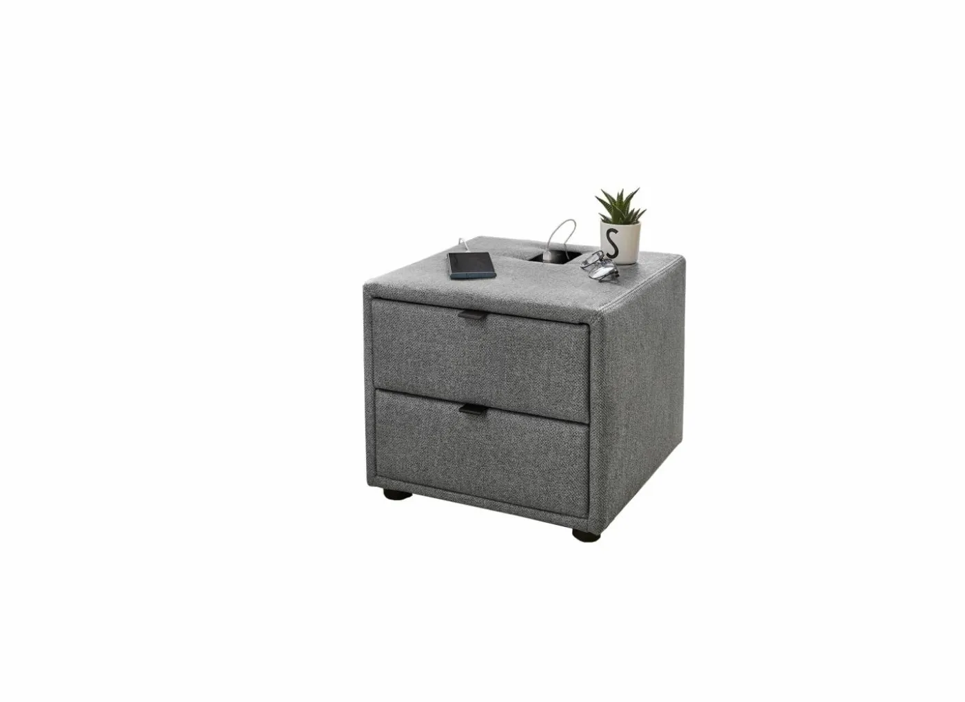 Nachtkastje Lara 44x44x39cm - polyester - grijs
