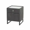 Nachtkastje Linea 44,5x44,5x43cm - lederlook - antraciet