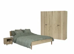Nachtkastje Notte 40x40x40cm - eik massief & fineer & decor - naturel