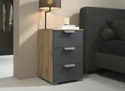 Nachtkastje 40x42x61cm - decor - artisanale eik & grijs metallic