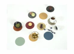Onderzetters voor glazen Togo Ø10cm - lederlook - karamel - set van 4