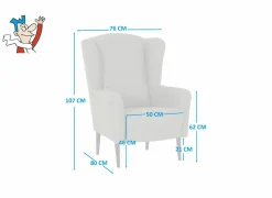 Oorfauteuil Canto 76x80x107cm - stof - taupe