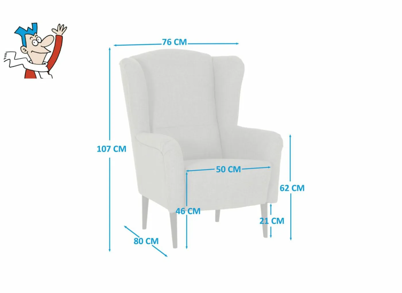 Oorfauteuil Canto 76x80x107cm - stof - taupe