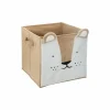 Opbergbox Leeuw 29x29x29cm - polyestervezel & papier - bruin