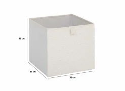 Opbergbox 31x31cm - bouclé - wit