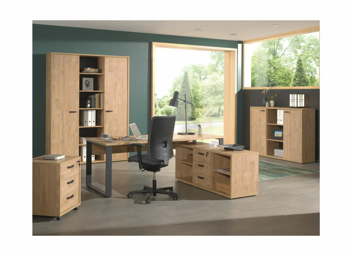 Opbergkast Capo 90x40x216cm - melamine - golden oak