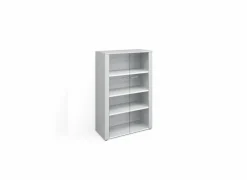Opbergkast 93x42,5x141,6cm - melamine - wit & mat glas