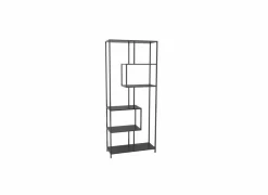 Opbergrek Tower 77x35x185cm - melamine & metaal - zwart