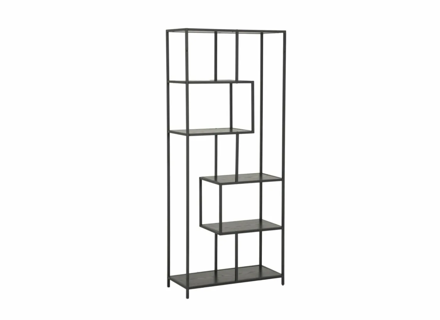 Opbergrek Tower 77x35x185cm - melamine & metaal - zwart