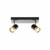 Opbouwspot Vigolo met 2 spots 5W GU10 - 33x12,5cm - zwart/goud
