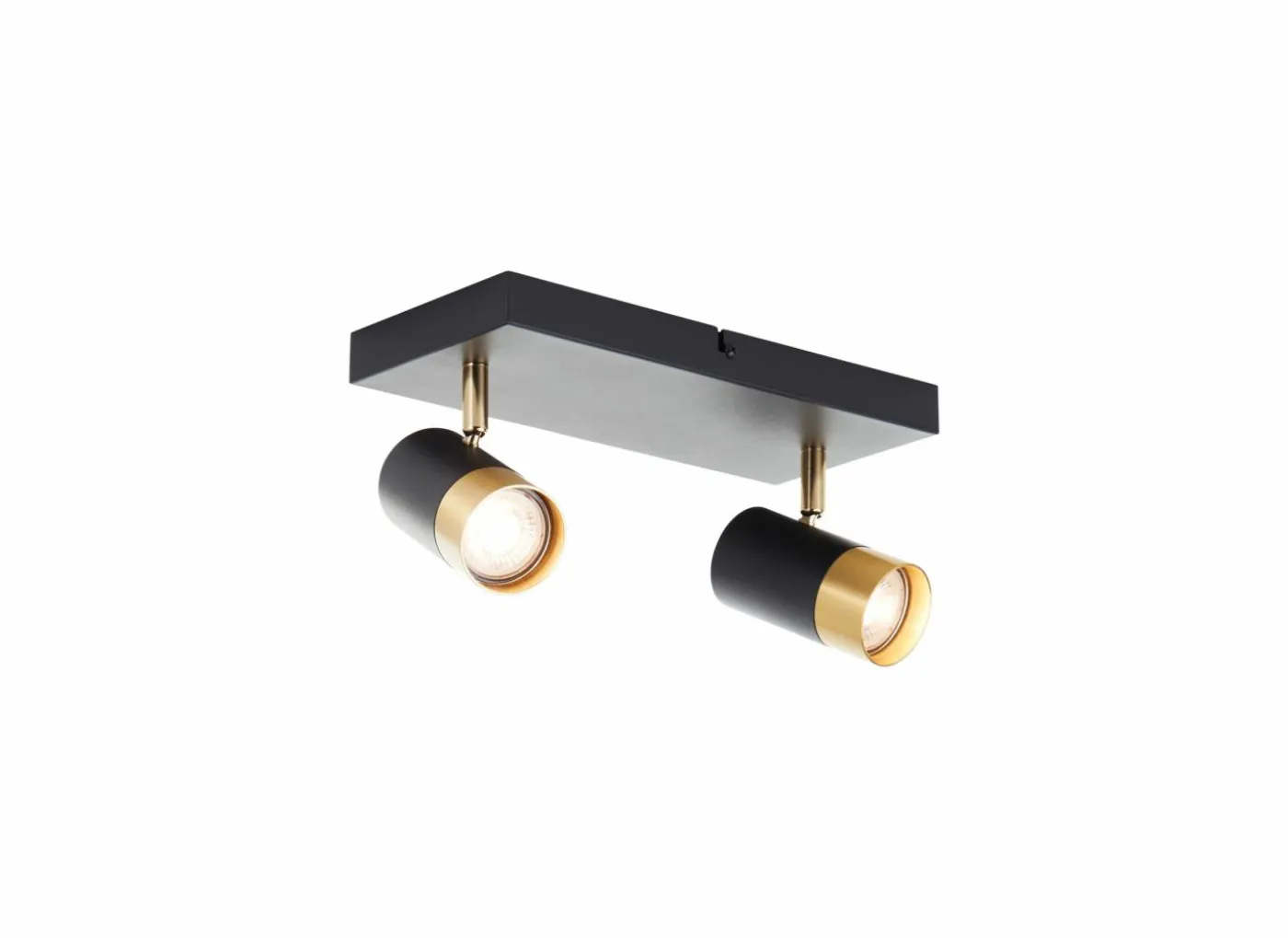 Opbouwspot Vigolo met 2 spots 5W GU10 - 33x12,5cm - zwart/goud