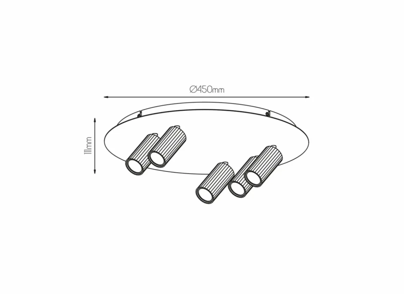 Opbouwspot 5xGU10 - aluminium - wit